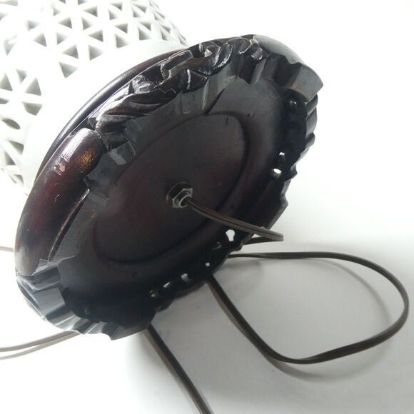 Lamp Blanc de Chine White Porcelain Pierced Chinese Vintage - Picture 11 of 15